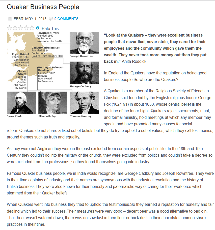 Article on Quaker business people