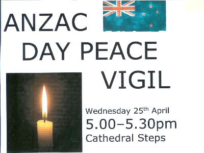 poster of Anzac Day peace vigil