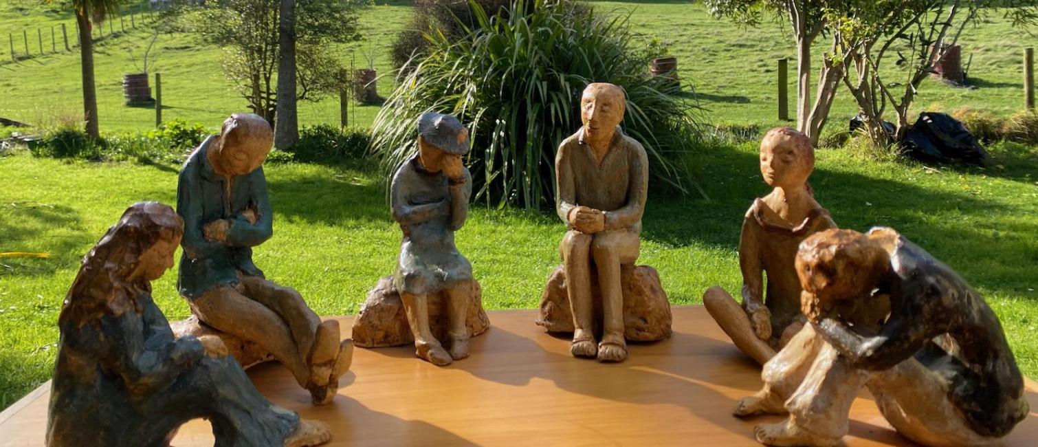 Quaker Worship Clay Figures