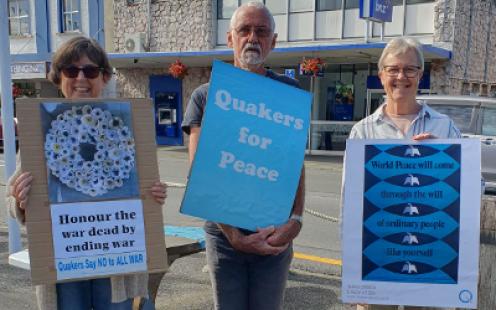 three Friends at Motueka Peace Vigil