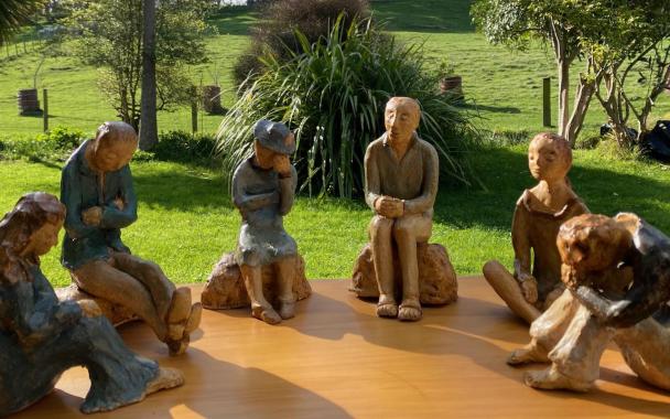 Quaker Worship Clay Figures