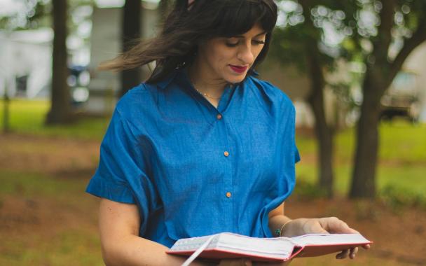 Woman reading book